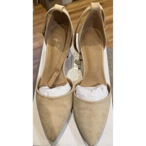 Womens BCTEX COLL Tan Suede Chunk Heel Ankle Strap Shoes 9M